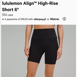 Lululemon Align Black Biker Short